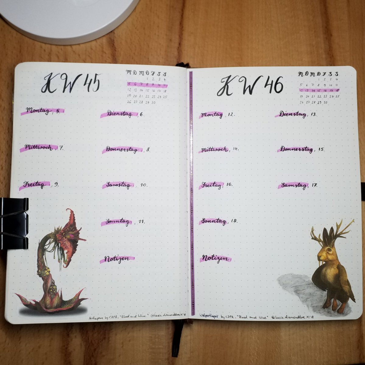 KDiamondDove's tweet photo. Witcherstyle #Bujo meets #fairyland - week 45/46 with Archepore & Wolpertinger ^^ #thewichter3 #bloodandwine #themefables https://t.co/mkr7HVln44 https://t.co/SUdmcUN6RI