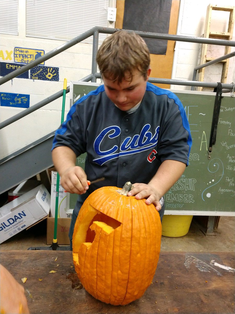 FisherFFA's tweet photo. This week, we had our chapter meeting with Pumpkin Carving. Adam, Shelby, Dominick, Jacob, Lacey, and Will also competed in the Ag Sales CDE. They gave it their all and we’re ready to work on it next year! https://t.co/ie80BF3pi3