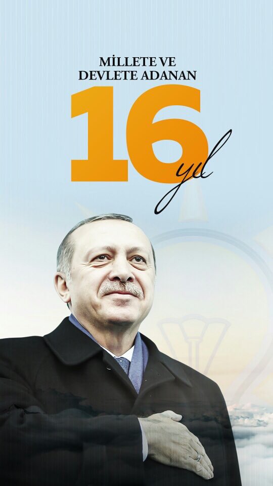 Genel Başkanımız ve Cumhurbaşkanımız Sn. @RT_Erdogan’ın liderliğinde millete hizmet yolunda 16 yılı geride bıraktık. Milletimizin gösterdiği istikamette yolumuza devam ediyoruz. Milletin iktidarının 16. yıldönümü kutlu olsun

#MilleteHizmette16Yıl 
#3Kasım2002