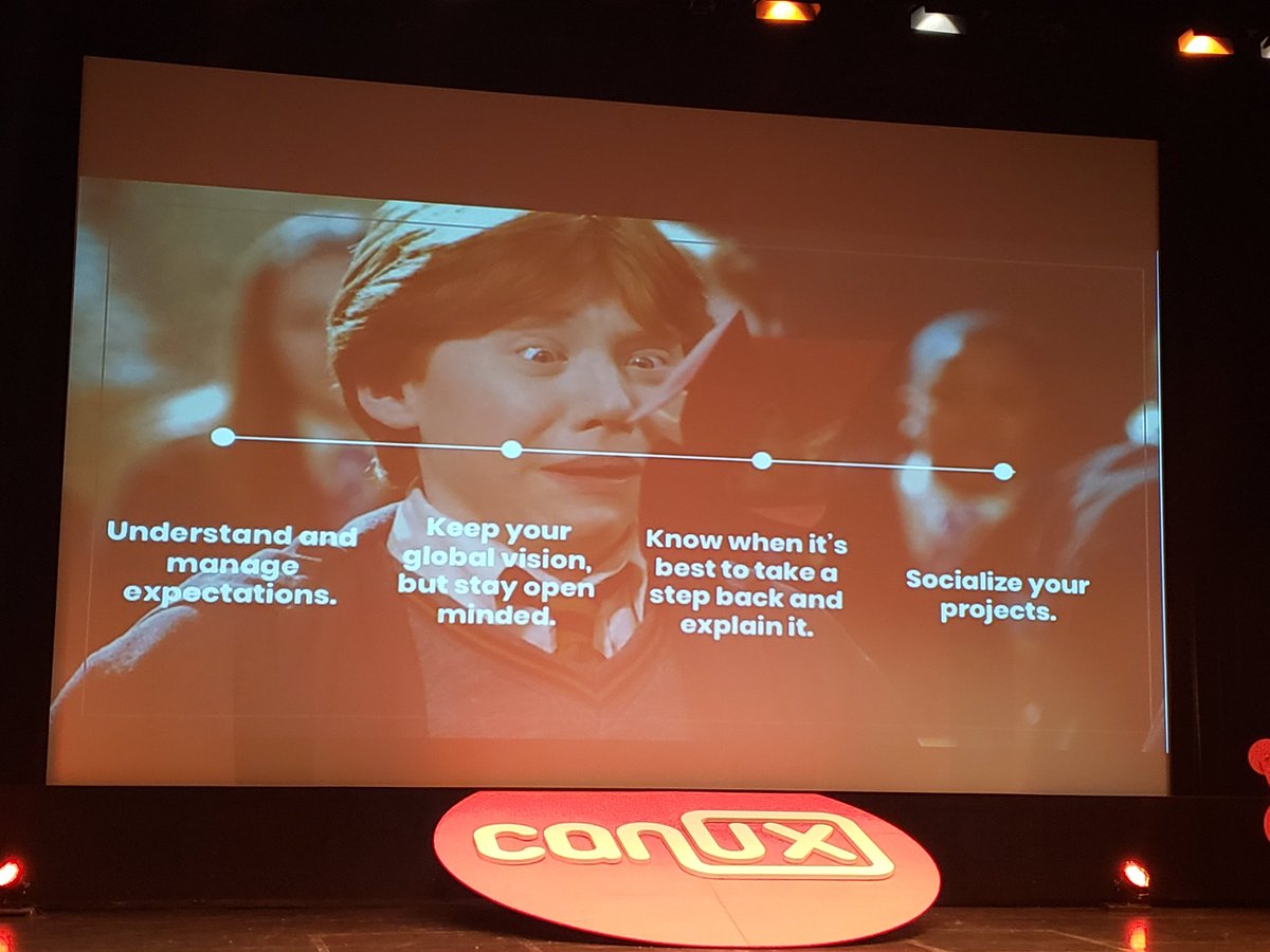 beckyjeong's tweet image. "In summary: 1. Understand and manage expectations 2. Keep your global vision, but stay open minded 3. Know when it's best to take a step back and explain it 4. Socialize your projects 📝✔" @miszynski @realcheval @nationalbank @havas @canuxconf #CanUX #UX #design #consistency