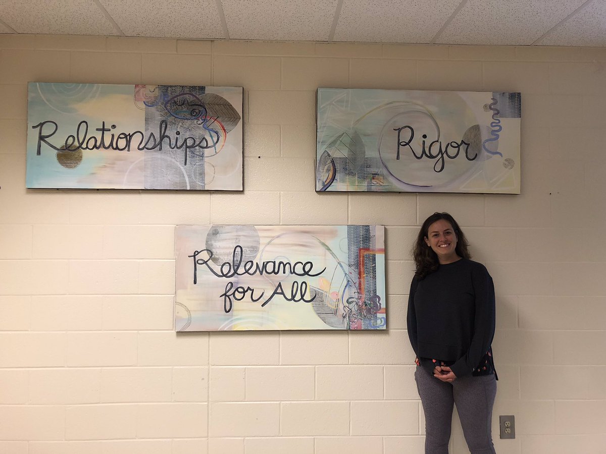 Check out this gorgeous art work by our very own art teacher, <a href="/lyon_carly/">Carly Lyon</a>! She created our school mission paintings for our professional development room.  THANK YOU! @cobbartrocks <a href="/CobbSchools/">Cobb County Schools</a> #relationships #rigor #relevanceforall