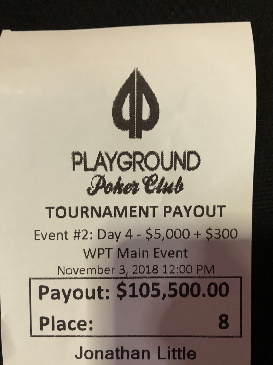 JonathanLittle's tweet image. I won two all-ins but then lost the 3rd to bust in 8th place in the @partypokerlive @WPT at @PlaygroundPoker for C$105,000. It was fun. Now there is a $10k event!