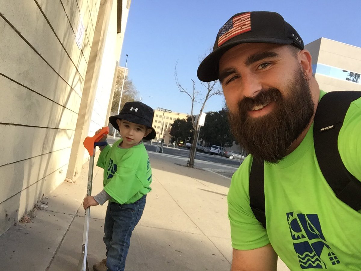 Finally old enough to get his hands dirty supporting our community. Had a great time picking up trash on 18th St with @KCSOS! #PartoftheCrew #DoBeautifulThings