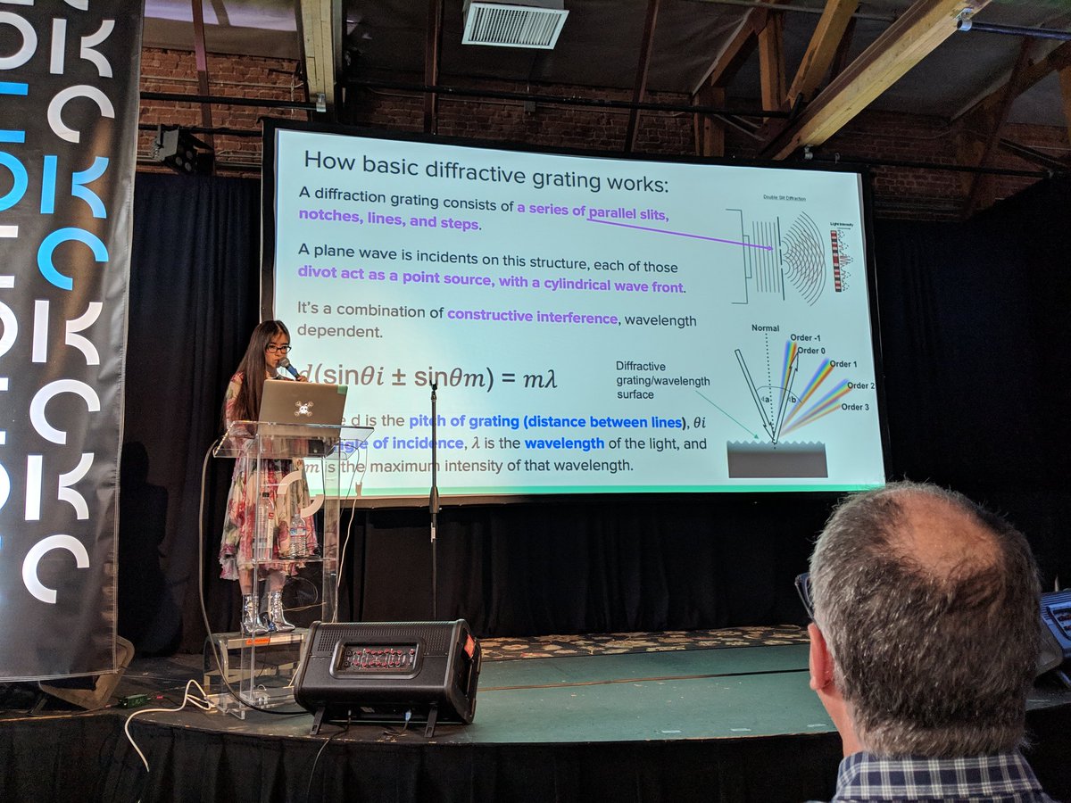 Adellelin's tweet image. Learning a world about AR glass optics thanks to @ZiqiPeng at #supercon #diffractive  #waveguides