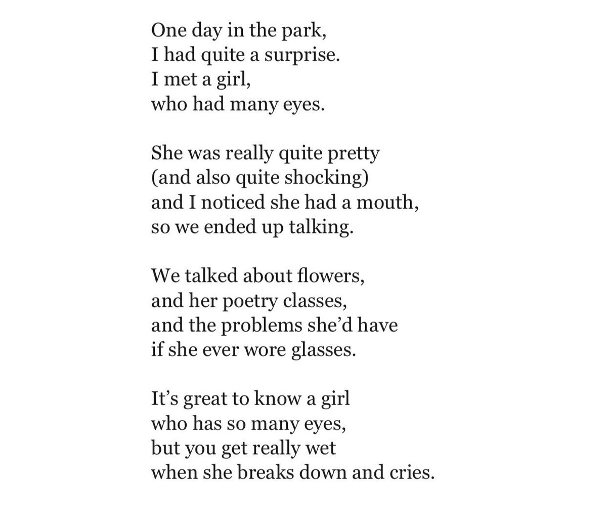 Allie Esiri on Twitter: "A poem from an unlikely source but it's not an  unlikely idea that he'd write such a poem: The Girl With Many Eyes by Tim  Burton (This is