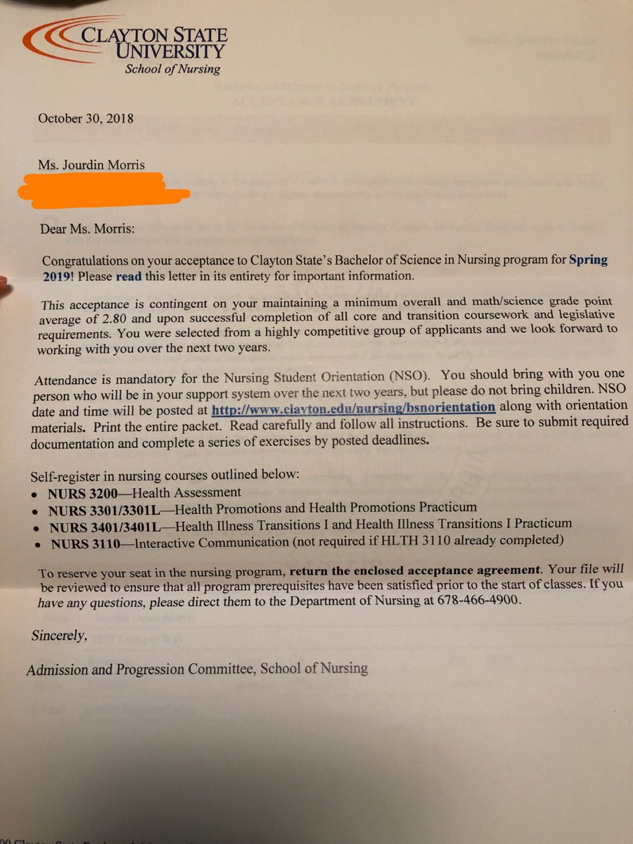 I GOT ACCEPTED INTO NURSING SCHOOL!!!!!!!!!!! 😭😭😭🙌🏾🙌🏾 I AM SO PROUD TO ANNOUNCE THAT I AM A CLAYTON STATE NURSING STUDENT!!!!!! 💙🧡💉👩🏾‍⚕️ #CSU20 #DREAMSCOMINGTRUE