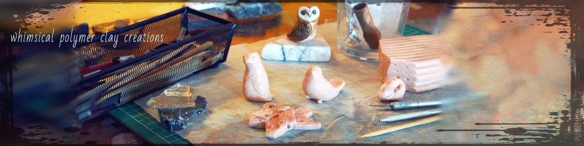 JBNaturalDesign's tweet photo. Finally had the gumption to create a New banner cover photo for my whimsical clay jewelry ad figurine shop on Etsy! https://t.co/6jqM8K7uUe
#handmade #whimsicalart #polymerclay #clayjewelry #prmitivebirds #primitiveanimals #etsyshop https://t.co/pXG87biTnN