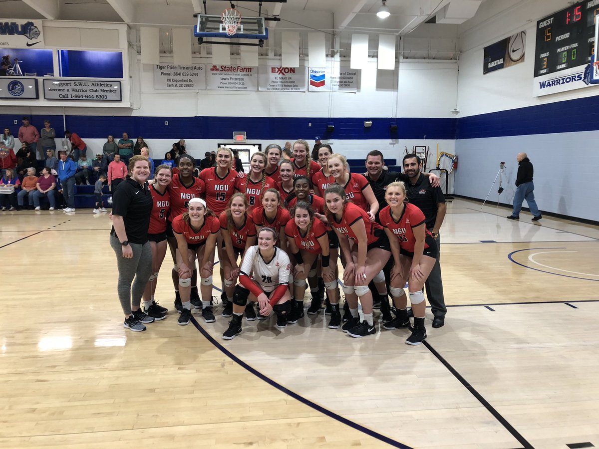 NGU__WVB's tweet image. HUGE 5 set win today over SWU! First round of conference playoffs will be Tuesday at 6:30 vs King at home! Let’s pack Hayes!