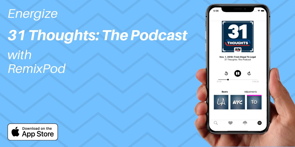 RemixPod's tweet photo. Just went for a run listening to #31Thoughts using RemixPod (an app that layers beats under any podcast for an energized workout...yes, that's us). Check it out @JeffMarek @FriedgeHNIC https://t.co/7l3sUQGtUo