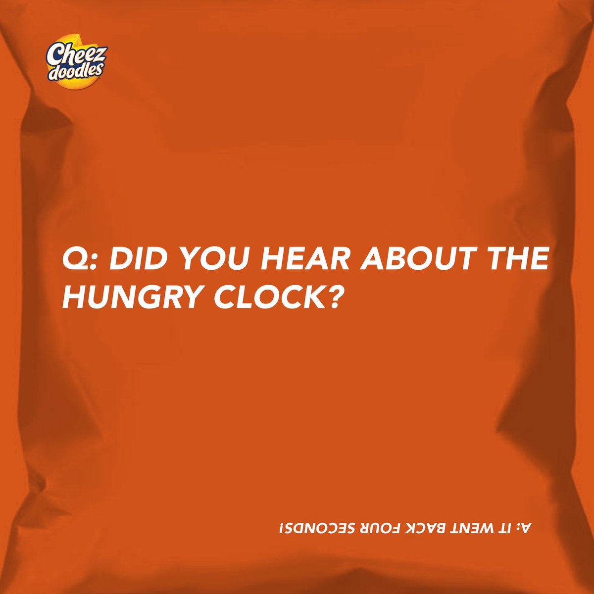 Cheez__Doodles's tweet photo. Actually, it was 3600 seconds to be exact. 

Satisfy your Cheez 
Doodle cravings as we turn our clocks back an hour this 
evening! #daylightsavingstime #dadjoke #liveyoung #cheezdoodles #setyourclockback https://t.co/WLu0fkoucr