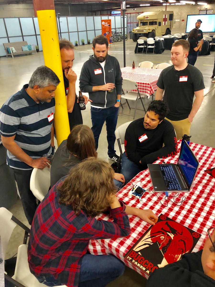 ArloSmartHome's tweet photo. Team #Arlo enjoying this weekend with @bugcrowd #BCBash at @calpolyCCI #HackCampSLO #ItTakesACrowd https://t.co/AaKNsCqRAs