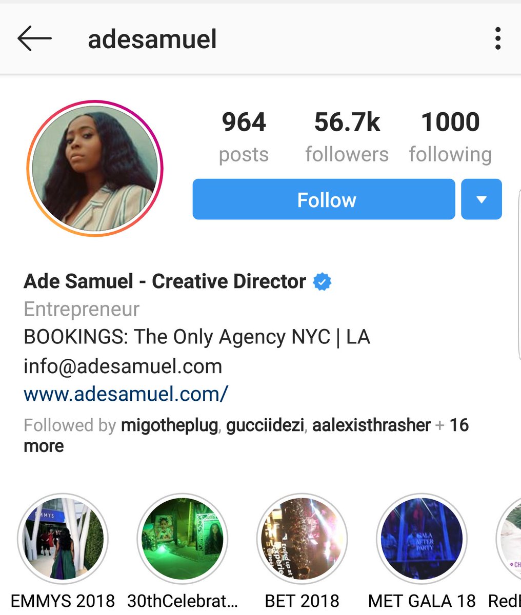 Ade SamuelIG: adesamuelEntrepreneurStylistCreative director