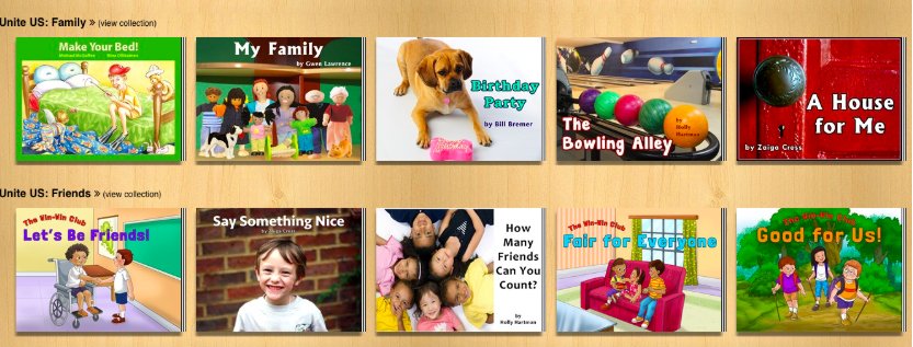 Easy to read books read on line with narration if desired - make a QR code for them to point children to read a particular book on iPad or Chromebook
uniteforliteracy.com