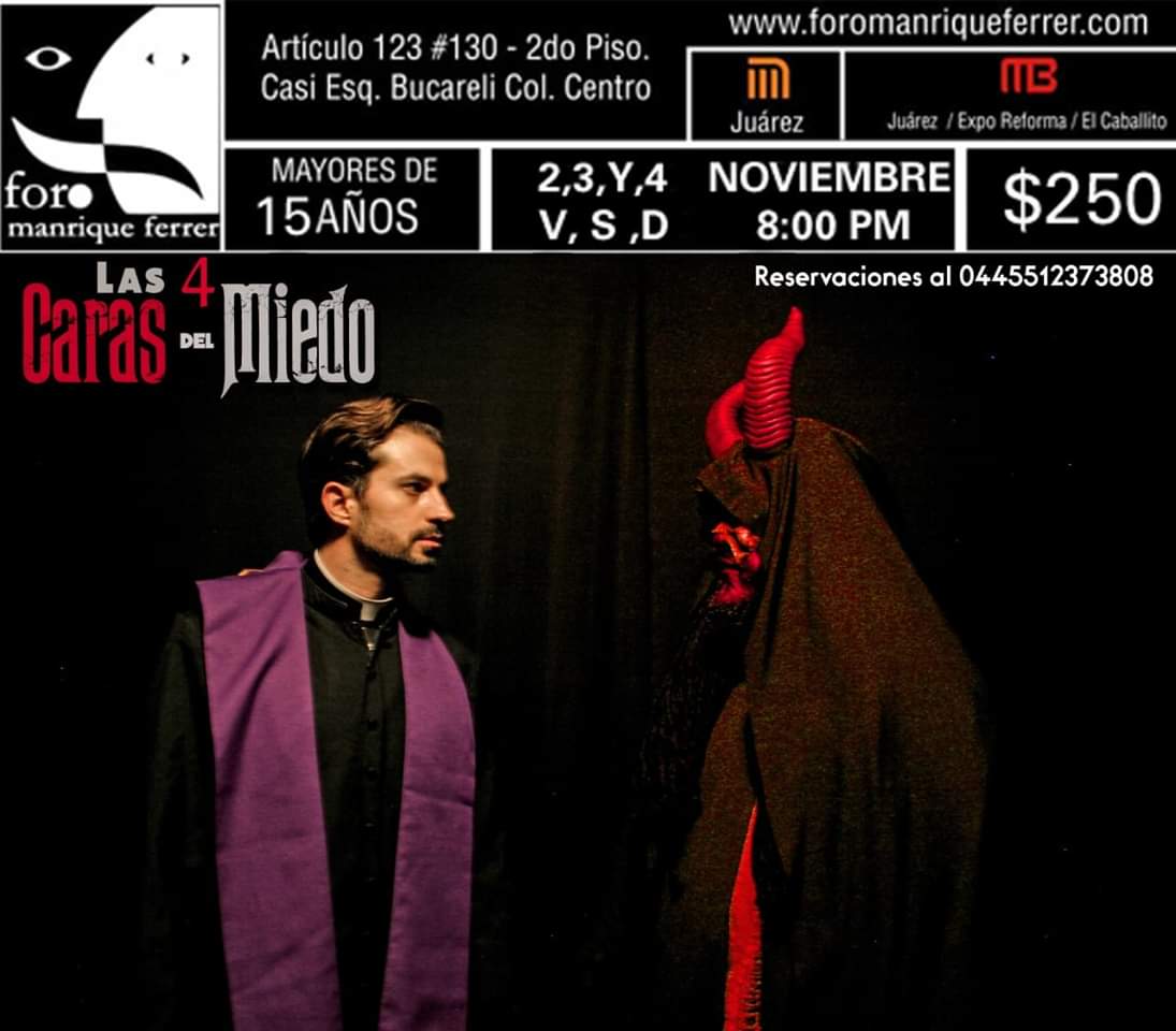 EventosMiedo's tweet photo. Hoy no puedes perder la Puesta en Escena #LAS4CARASDELMIEDO
en Foro Manrique Ferrer,La puesta en escena Más escalofriante de México. https://t.co/gtFs3s6Roh