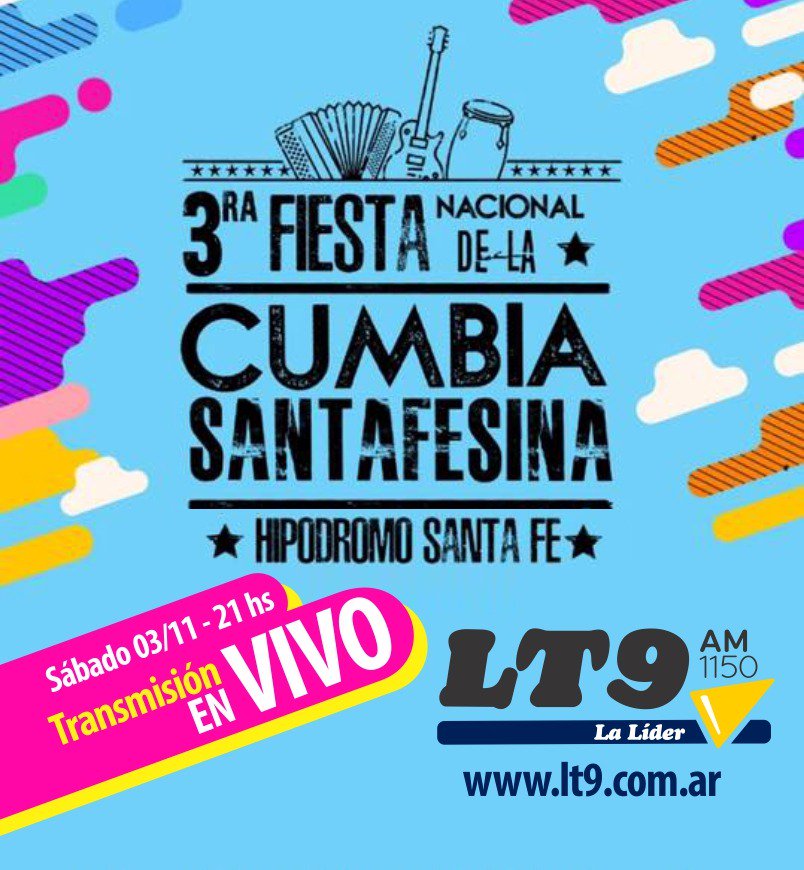 lt9lider's tweet photo. En minutos arranca la transmisión de @lt9lider de la #FiestaDeLaCumbiaSantafesina con la conducción de #JorgeFulco y #AdrianaBassi. Nos escuchas en https://t.co/Ui9w4qlAgJ, #AM1150 o desde la APP de tu celular https://t.co/nHMXWzfcsG