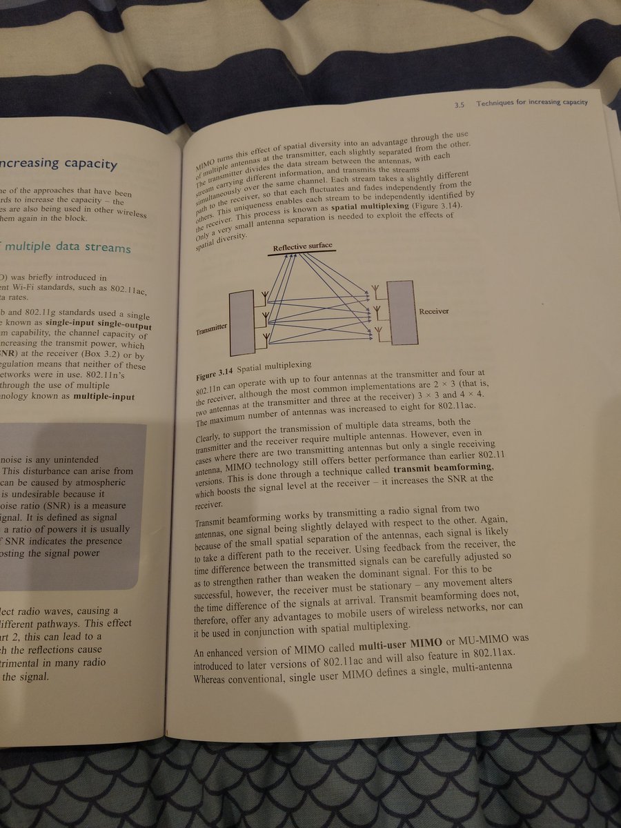 baz_blackadder's tweet photo. Reading about Spatial Multiplexing and Transmit Beamforming.. Don't I know how to have fun on a Saturday Night? 😎😉😅 #Saturday #SaturdayNight #CommsTech #Networking #DataComms #TM255 #OpenUni #OUStudents @OUstudents https://t.co/SOauP2TfGC
