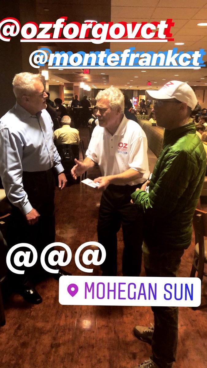 OzForGovCT's tweet photo. Met with @MoheganSun tribal leaders and employees this afternoon. #VoteTheBottomLine https://t.co/HLeK3f2izx