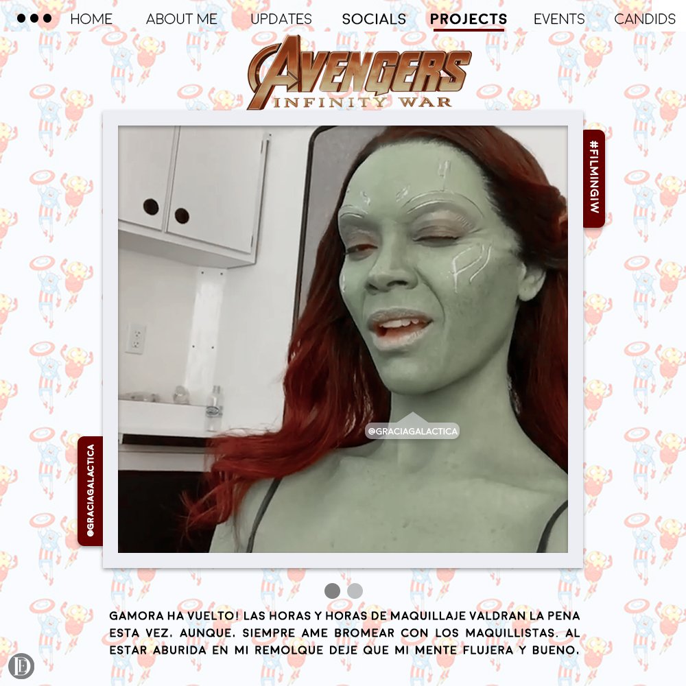 graciagalactica's tweet photo. ❲ 🎥 ❳ ❝ Gamora is back!
#FilmingInfinityWar ❞
Cuatro horas sentada, y sin hacer nada, ¿que más podría hacer? No pueden negar que Gamora lo luce mejor. https://t.co/yy6RQyLhyW