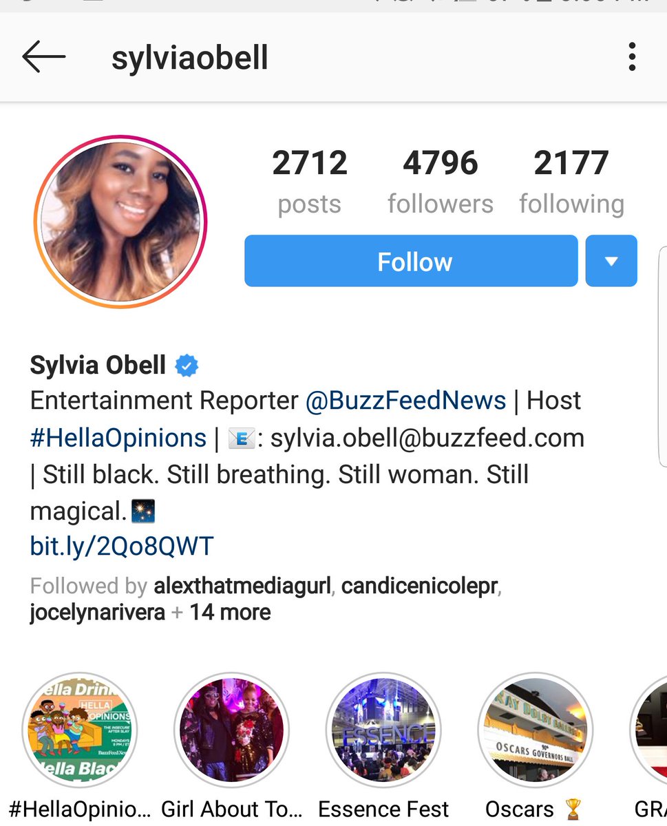 Sylvia Obell IG: sylviaobell JournalistEntertainment reporter at BuzzFeed