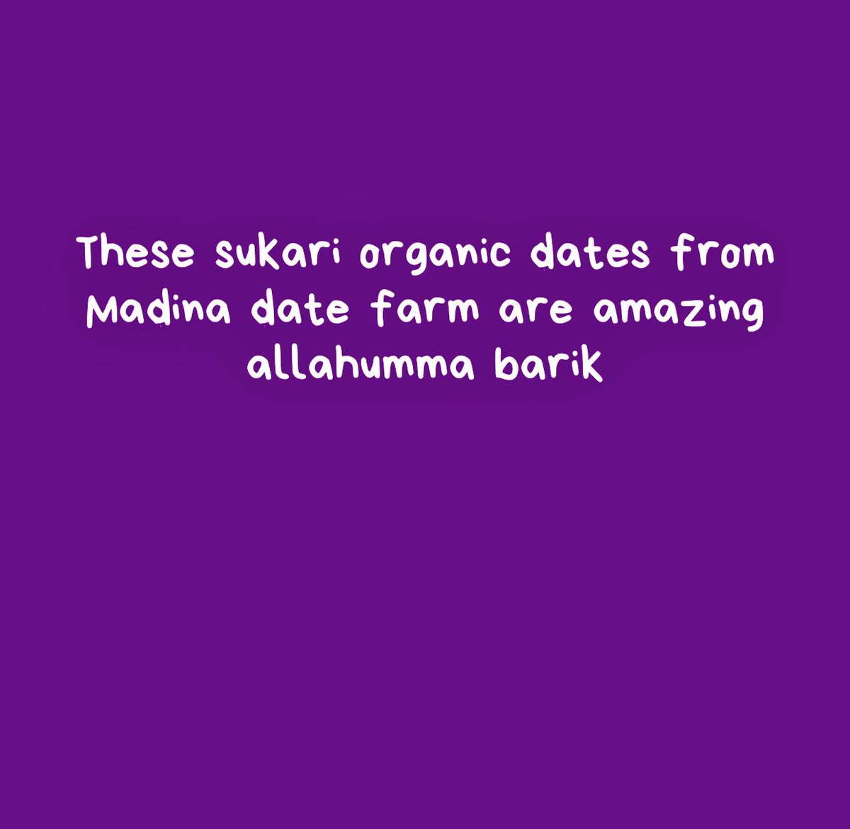 Maa Shaa Allaah Allaahuma Baarik!

A delightful, happy customer after trying @MadinahDate Tamr.
May Allaah Bless you for facilitating #Organic #Dates for the masses

Ameen!

#MadinahDate #DateFarm #OrganicDates #TasteTheDifference #ProperDates #NotYourAverageDates 
🌴💚