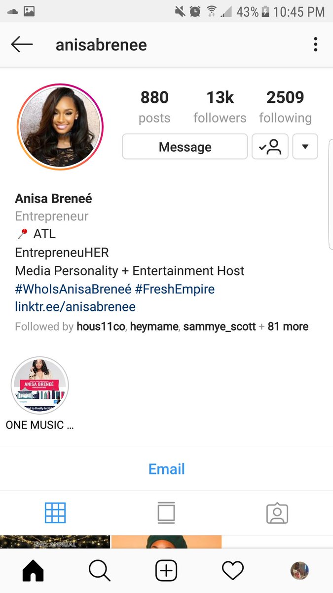 Anisa BreneéIG: anisabreneeEntrepreneurMedia personality + entertainment host