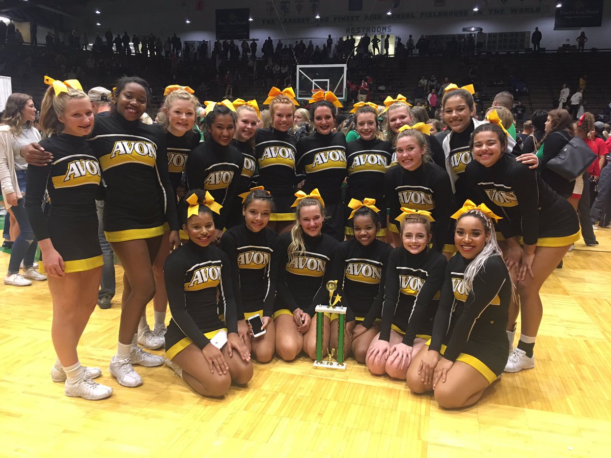 Avon_Cheer's tweet photo. Congratulations to these ladies for placing 7th in the STATE! 💛🖤🏆 https://t.co/5HulQXF8s7