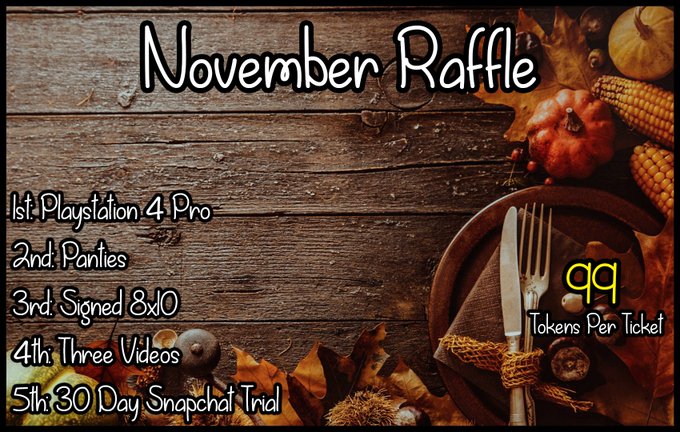 November Raffle starts tonight! Grand prize is a brand new Playstation 4 Pro! Only 99 tokens per ticket<a href="/tag/goodnight"class="tags"><span>#goodnight</span></a>