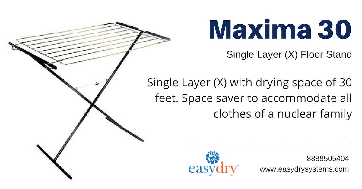 EasyDrySystems's tweet image. #Maxima30 provide drying space of 30 feet. It needs no installation. They are simple &amp;amp; sturdy for all drying needs. Product weight is about 3.6 kg. Buy it now on easydrysystems.com/maxima-30-floo… or call us on 8888505404. 
#ClothesDryingSystem #EasyDrySystem #SingleLayerFloorStand