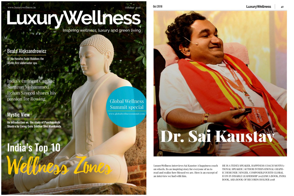 LuxuryWellness an #international #Magazine from #Chennai Covered the Journey of a #Happiness Coach of India: Dr. Sai Kaustuv. in the pursuit of real happiness, they interviewed me. Read the full article here bit.ly/2SEUsvz 

#SundayMotivation #SundayThoughts #motivation