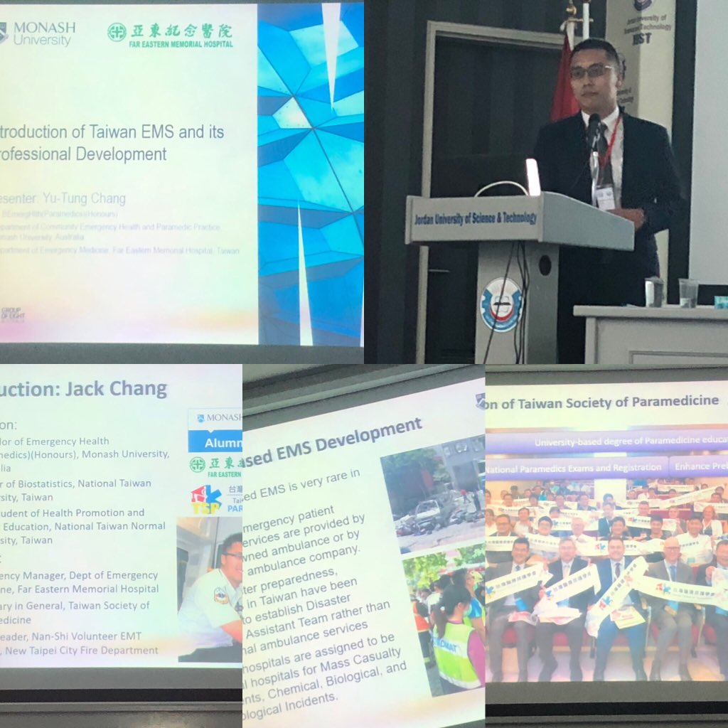 monash_para's tweet photo. Jack Chang presenting an overview of Taiwan EMS at the 4th JUST/Monash University Paramedic Conference #jpic2018 @JackYuTungChang @MonashUni @Alaa_Oteir @Ahamd_Rwashdeh @zainabmalqudah @ahedNajjar @justedu_jo @JUSTParamedic https://t.co/TiU9yV98Ue