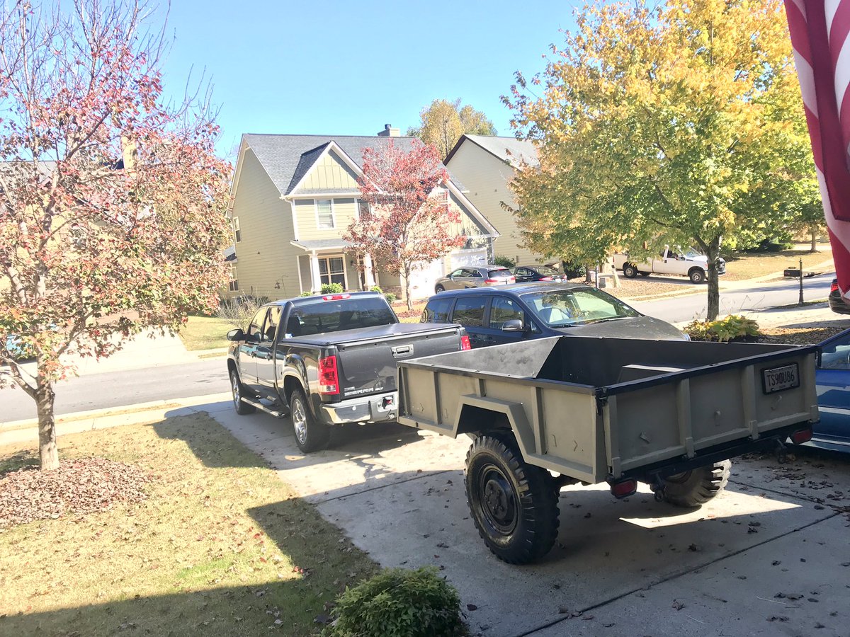 MattHomeDepot's tweet photo. Finished up my M101A2 trailer restore project. I was able to weld together a custom rise hitch with help from good friends at #1856, Adam Straughn & Anthony Monacella! @Anthony_THD @HOMEDEPOT1856 #m101a2 #HomeDepot https://t.co/5Tn0bUMkIJ