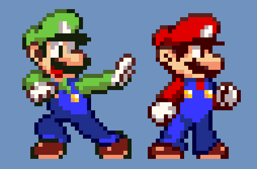 くさもち 新垢できました マリオ ルイージ ドット絵