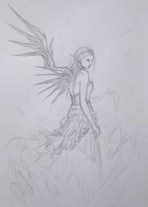 とりあえず続き描いる途中?

氷の女神…みたいな✨

いつも落書きから始まるから完成形をイメージして描いてる訳ではなくて…

足とか描くのが面倒だから氷で隠してしまおうかなぁ～って感じ?

いつも落書きから始まるので描きながら考えてる??笑 