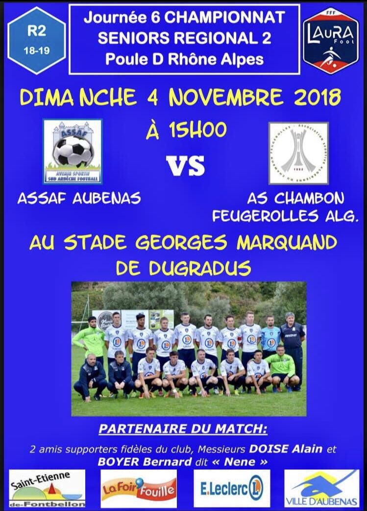 ASSAFAUBENAS's tweet photo. Jour de match !! Venez nombreux encourager les #SeniorsR2 à 15 heures à dugradus !! 🔵⚪️ Merci à Alain Doise et Bernard Boyer pour le ⚽️ du match. #TousADugradus #Objectif3Points #AllezLASSAF https://t.co/SgCQDK80wR