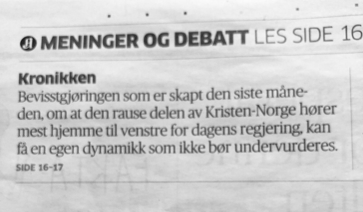 Venstresiden ved Trygve Svenson i <a href="/tankesmien/">Tankesmien Agenda</a> #agenda fortsetter stemplingen og nedrakkingen av politiske meningsmotstandere i #aftenposten . De «blå» i #KrF som valgte Solbergregjeringen hører altså ikke til den rause delen av Kristen-Norge. Sosialisme=raushet med andres penger