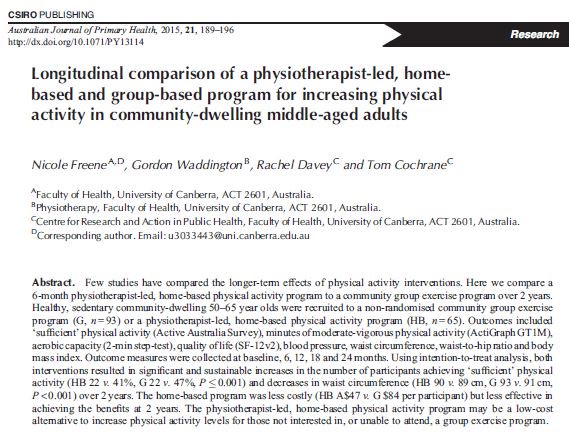 @MegLowryPT @BreanneKunstler @JoanneLKemp @Physios4PA Groups are great but may only be good for some tandfonline.com/doi/full/10.31… publish.csiro.au/PY/PY13114 There are many different ways #physios can keep people #PhysicallyActive