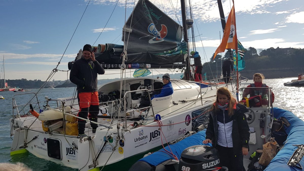 Bertrand est à bord de son class40 <a href="/TeamWork_VM/">TeamWork_VM</a> 
Départ dans moins de 3 heures pour cette <a href="/routedurhum/">Route du Rhum - Destination Guadeloupe</a> 2018 ! Après des mois de préparation, la course se concrétise ! ⛵️😀