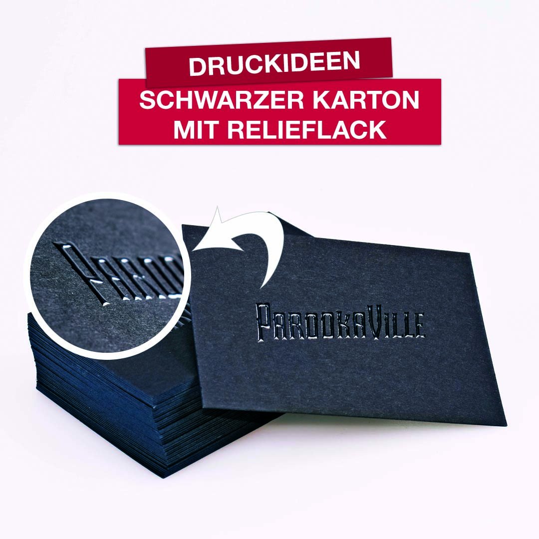 Druckideen Parookaville Prasentiert Sich Mit Neuen Visitenkarten Schwarzer Karton Mit Durchsichtigem Relieflack Druckideen Drucken Druckprodukte Print Printprodukte Schwarzerkarton Blackmagic Veredelung 3d Qualitat