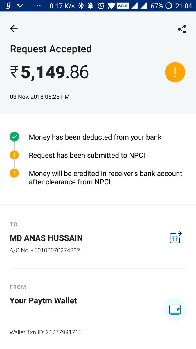 Paytm Care on Twitter: "Hi! Anas, Paytm has not received the amount from  ICICI for this transaction. Your request for adding money to Paytm Wallet  was unsuccessful because it was declined by