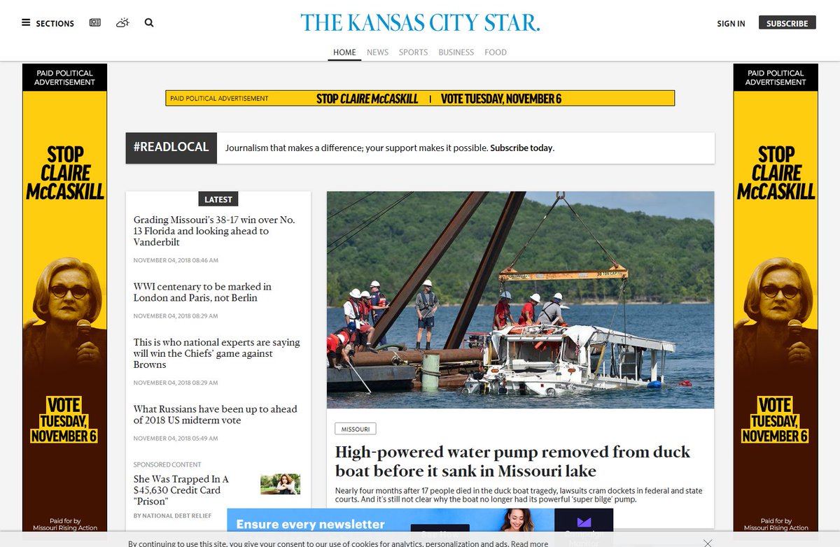 PDBeth's tweet image. Missouri Rising Action has purchased ads on the newspaper websites for St. Louis and Kansas City. Their donors come from: bit.ly/2P5XdYB