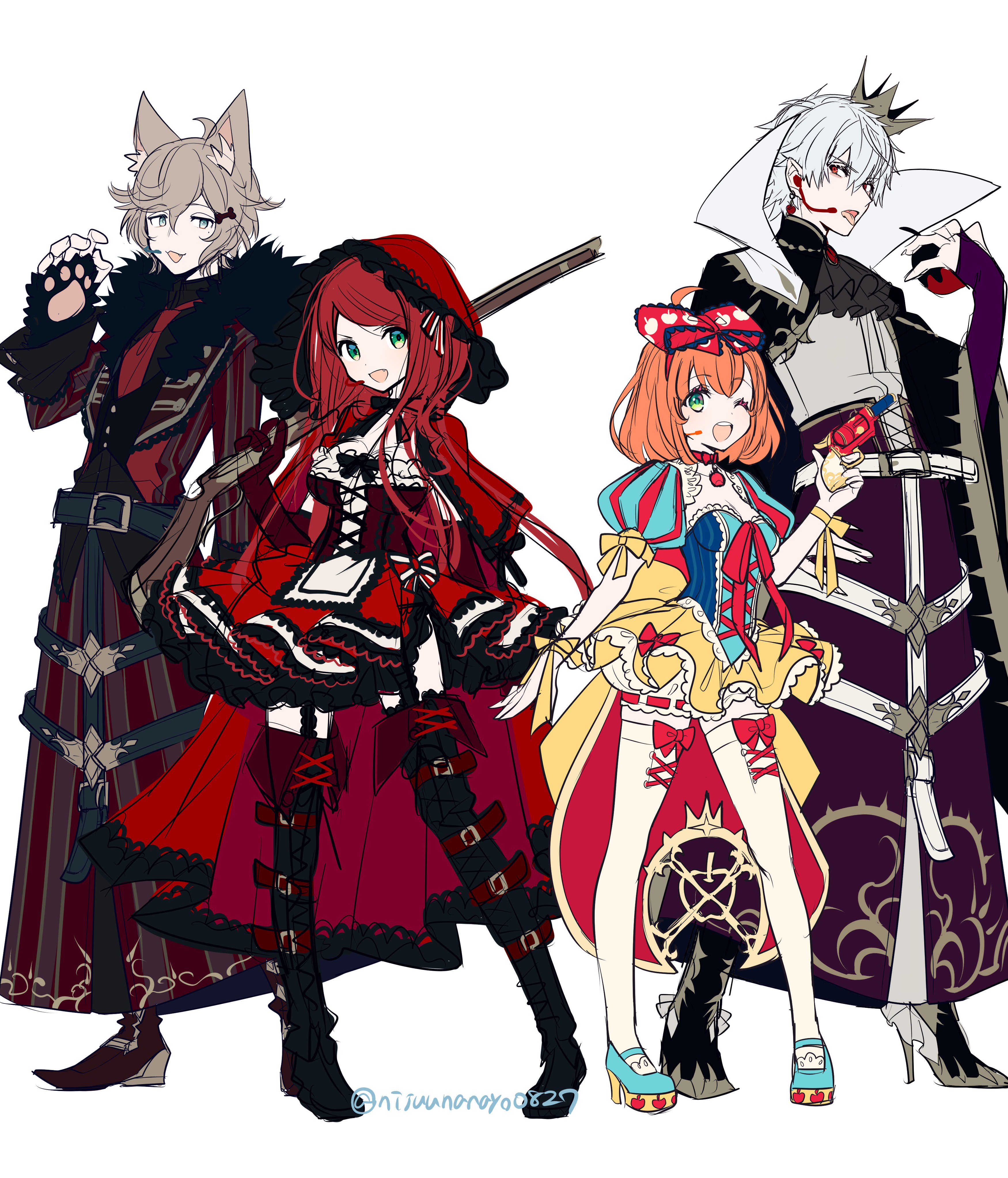 にじゅ ニナハチ 童話っぽい最協4人ラフ 出たらいいなアイドルイラスト本２ T Co Nnwlqtak Twitter