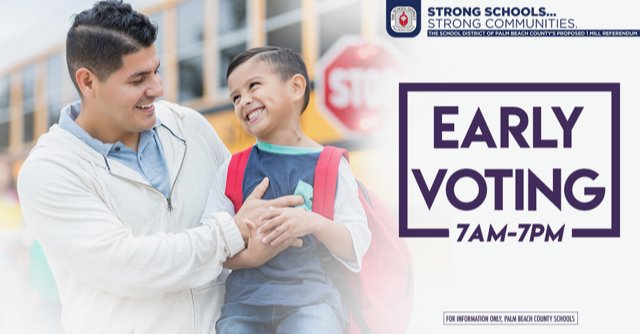 Today is the final day to vote early! Polls are open 7am-7pm. #StrongSchoolsPBC