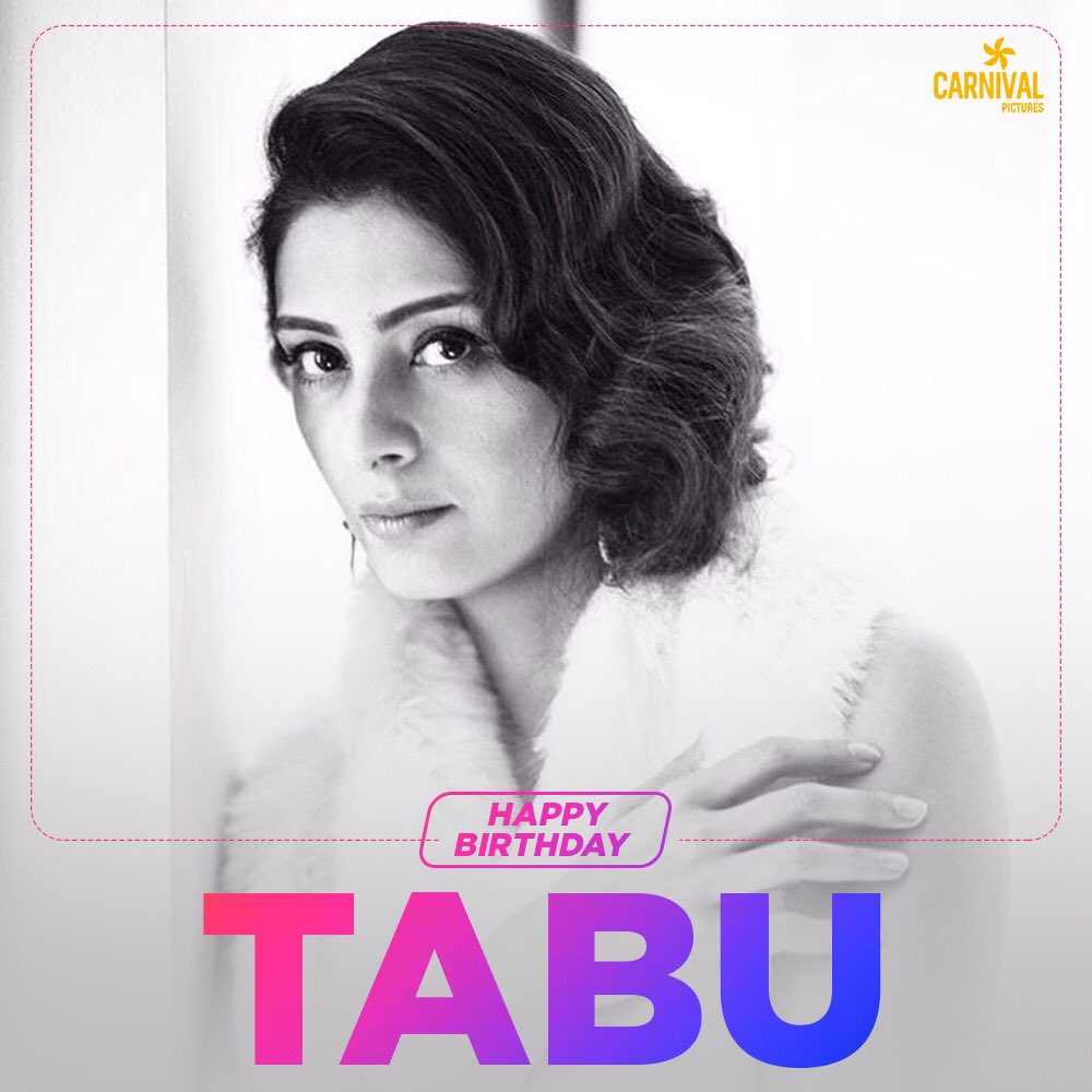 CarnivalMP's tweet photo. She is a powerhouse of talent &amp; has been delivering one memorable characters after another. Here's wishing the supremely talented #Tabu a very Happy Birthday! 🎂 🎉 

#CarnivalCelebrations #HappyBirthdayTabu #Tabu #BirthdayGirl #BeFilmy https://t.co/Ntpglj97pG