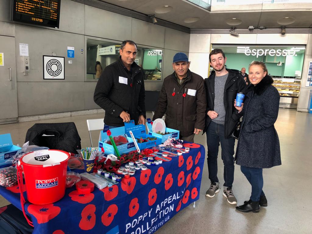 AMEA_WF's tweet photo. At #London at #stratford station Ahmadiyya Muslim Elders Association spending the whole day today. Many thanks to everybody who donated. @PoppyLegion #PoppyAppeal @LondonPoppy #RememberTogether #MuslimsForRemembrance @Fareeha786 @Fareeha786 @wfcouncil @WFculture19 @b https://t.co/9ZHkicRzdY