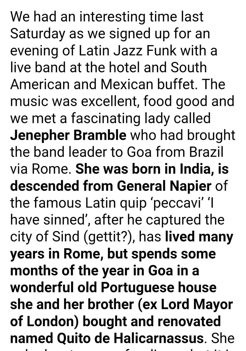 Roger Bramble, together with his sister Jenepher, has strong ties to the Vazeline State of Goa. Like the paedophile Charles Napier and his half-brother John Whittingdale, the Brambles appear to be distant relatives of General Napier.