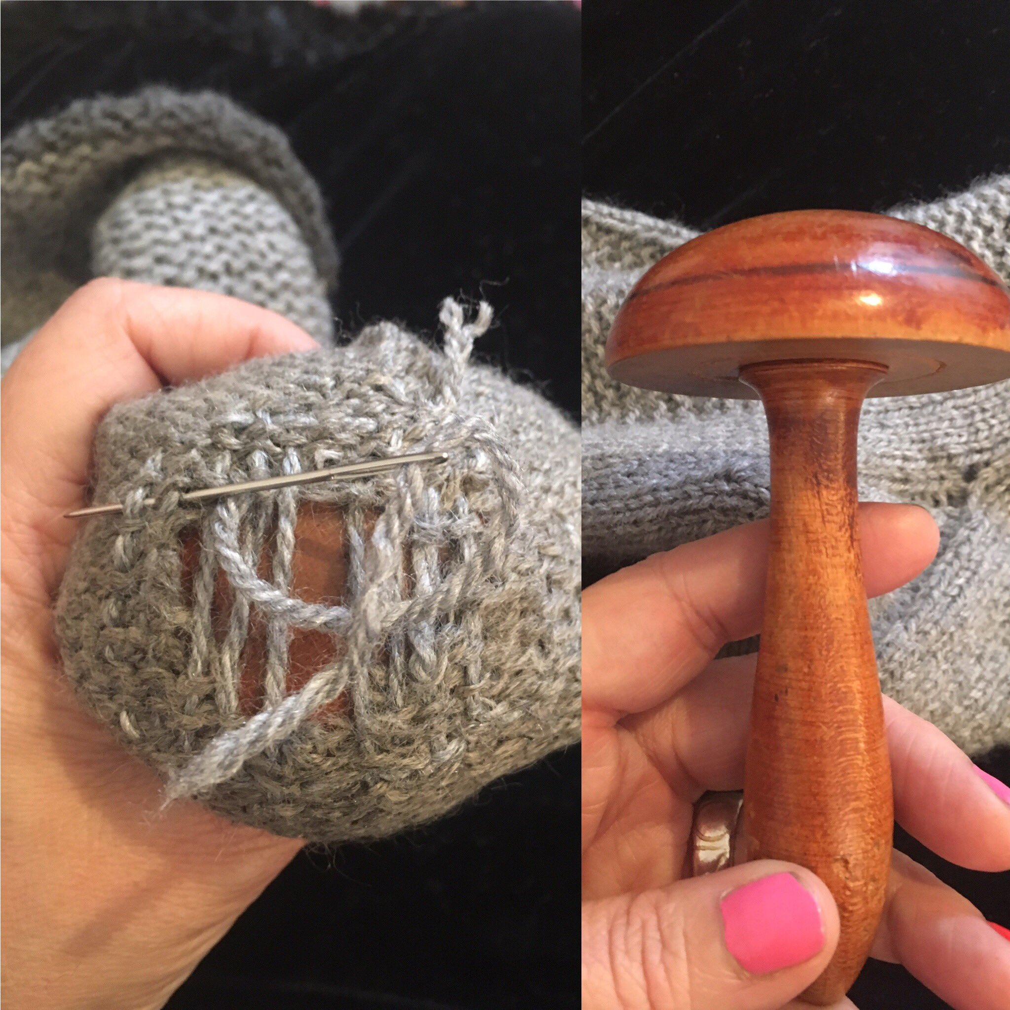 Dawn Giles on X: I think this is called a darning mushroom. It was my  mothers. How many of us have used one? #mending #darning   / X