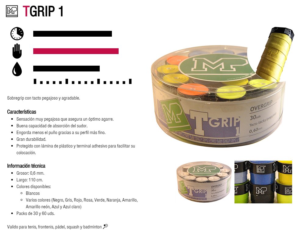 MPtenis_es's tweet photo. El overgrip TGRIP1 te ofrece una sensación muy pegajosa que asegura un óptimo agarre y mejora tu seguridad jugando 💪, además tiene muy buena capacidad de absorción del sudor 💦⛔️

+ info aquí https://t.co/aft1Ji9AB0 

Válido para #tenis #frontenis #padel #squash #badminton https://t.co/2DLbvW6WfK