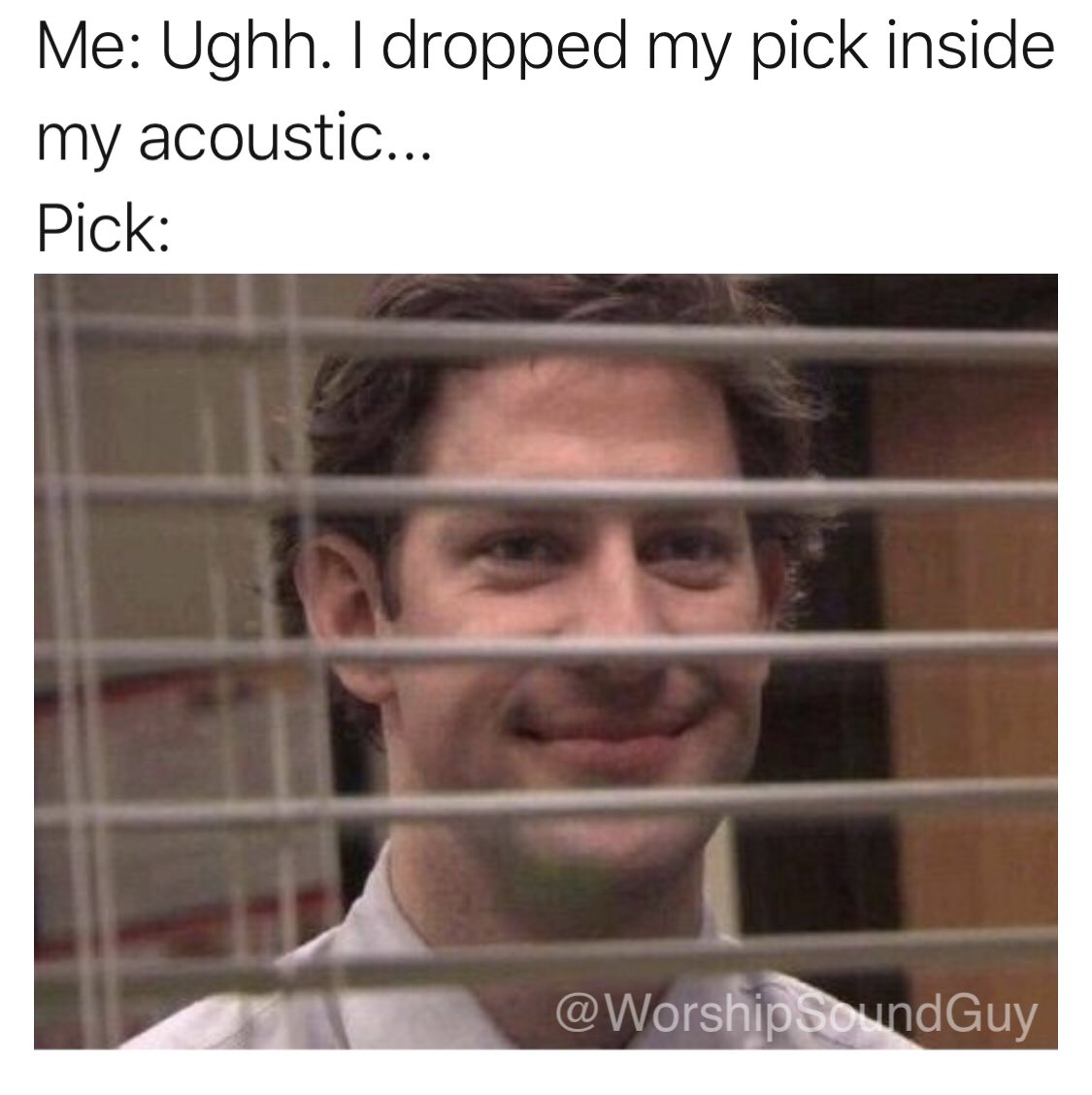 WorshipSoundGuy's tweet photo. Quit Jim-ing me, pick!! 😂😂😂
#livesound #worship #worshipleader #geartalk #geartalkpnw https://t.co/WEiX39BT3t