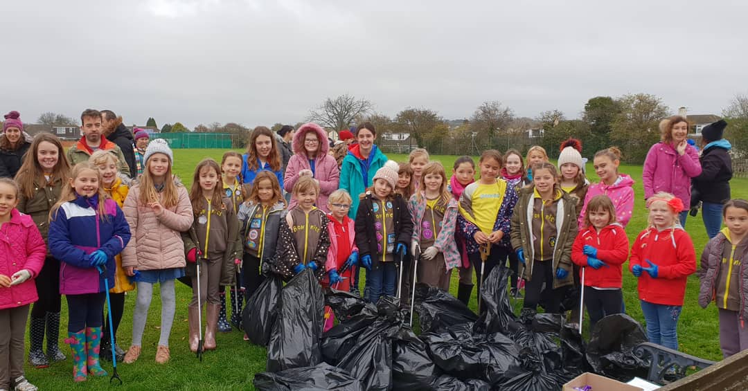 Rainbows, Brownies and Guides all did a fantastic job this morning, picking up litter at the cricket ground, following last night's fireworks display.