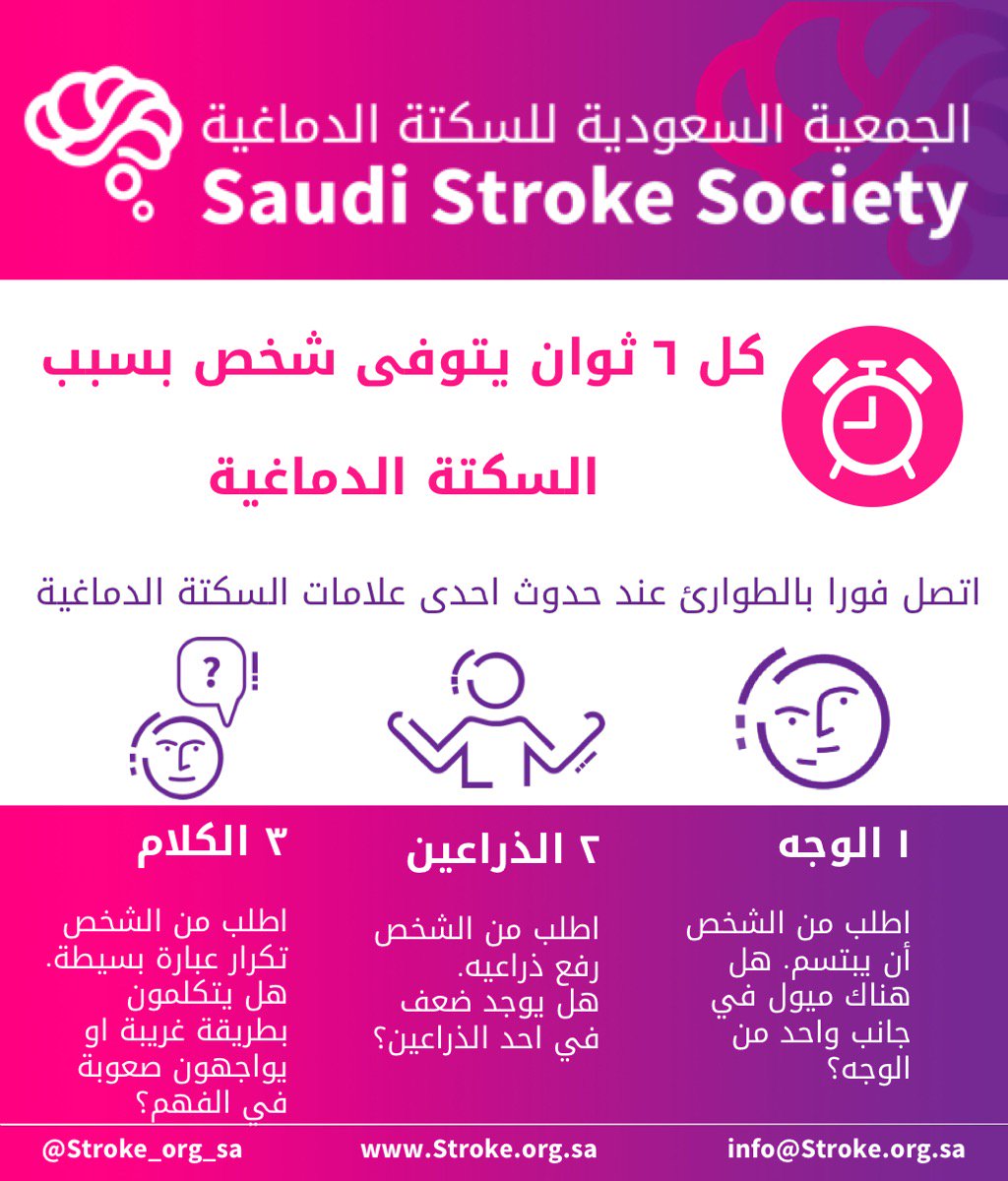 stroke_org_sa's tweet image. كل ٦ ثوان يتوفى شخص بسبب السكتة الدماغية

#السكتة_الدماغية 
#UpAgainAfterStroke